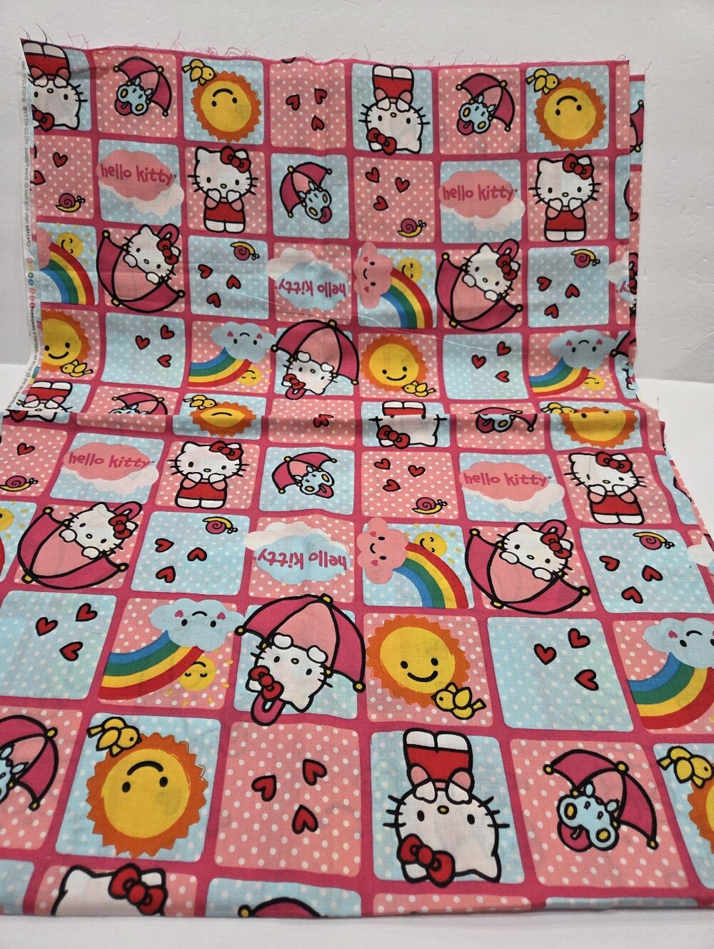 Hello Kitty Pink Rainbow & Sun Kids Fabric